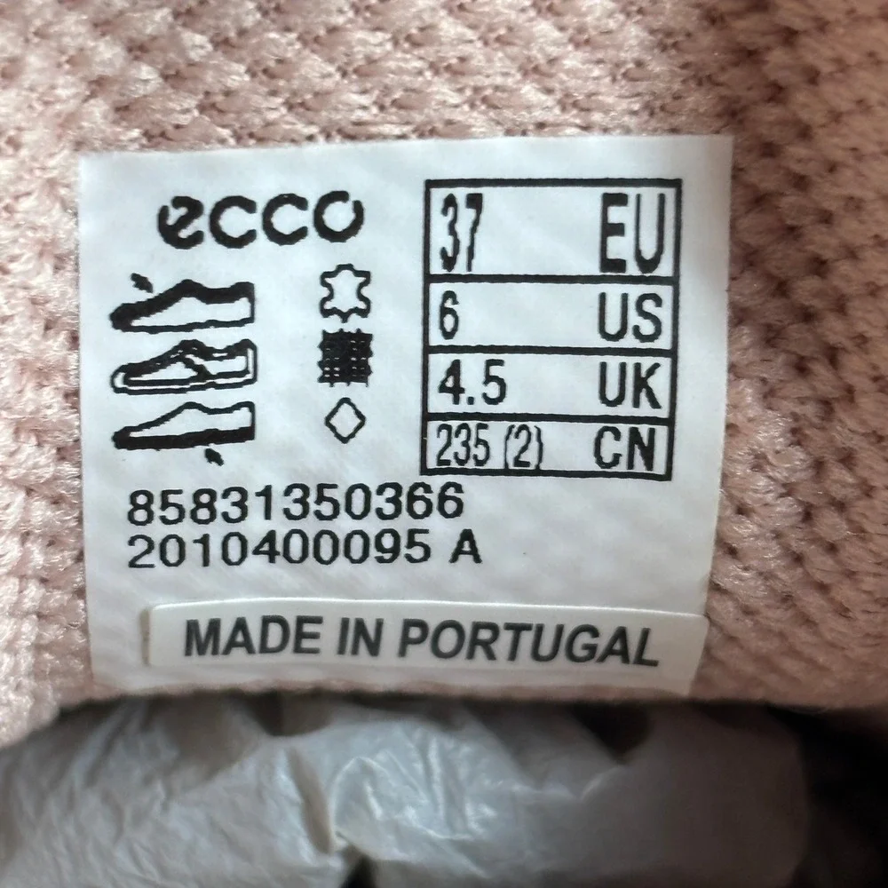 ECCO‎ Laceless Leather Slip On Walking Casual Sneaker Light Pink Womens Size 6